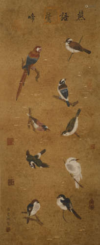 Tang Dynasty - Xu Chongsi - Flower and Bird Hanging Scroll o...