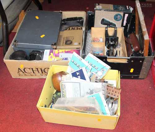 Three boxes containing a collection of various items to incl...