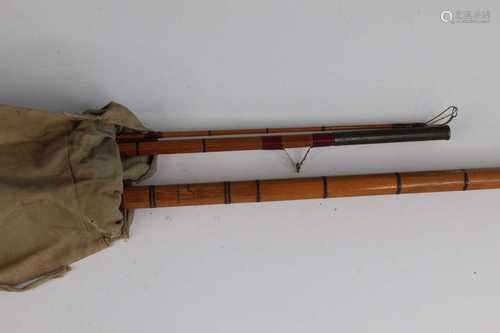 A W.A. Alllcock & Sons Adonur 12' three piece split cane rod...