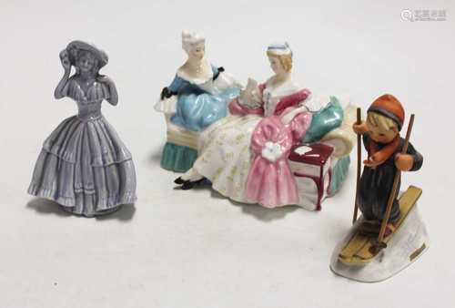 A box of various ceramics to include a Royal Doulton figure ...