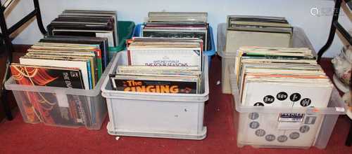 Six boxes containing a large collection LPs, to include Simo...