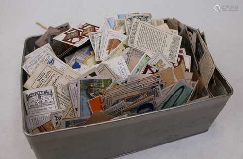 A box containing a collection of various cigarette cards, to...