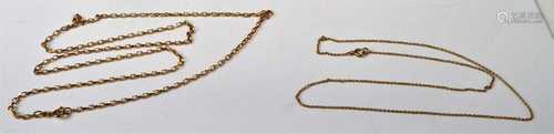 A modern 14ct gold flatlink neck chain, 7.1g, 60cm; together...