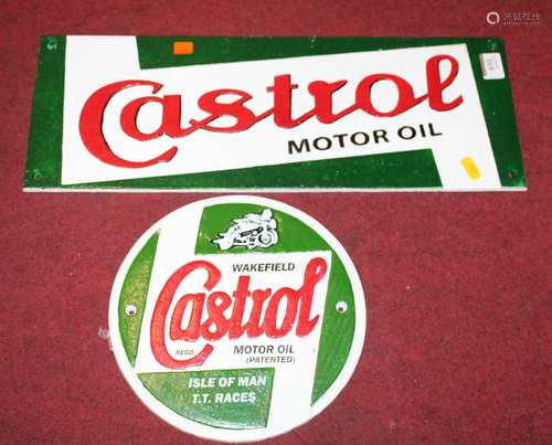 A reproduction Castrol Motor Oil advertising sign, dia.23cm;...