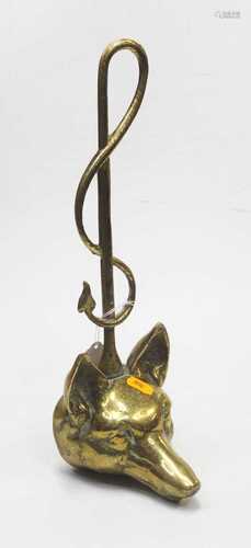 A Victorian style brass doorstop in the form of a fox head, ...