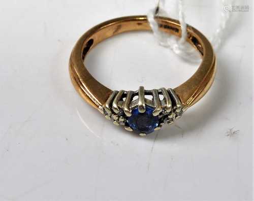 A 9ct gold, sapphire and diamond point set dress ring, 2.5g,...