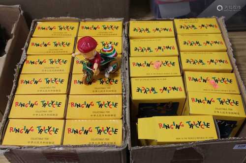 Twenty two Japanese tinplate ringing tricycle toys, all boxe...