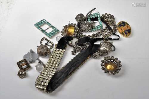 Assorted silver and costume jewellery, to include pendant on...