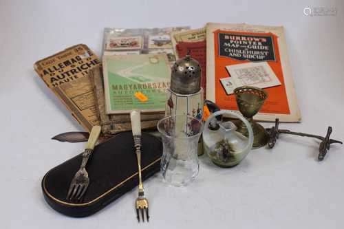 Mixed lot, to include ephemera, sugar caster, polished stone...