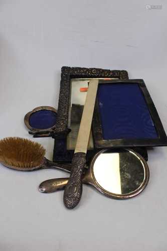 A circa 1900 silver mounted easel dressing table mirror (wit...