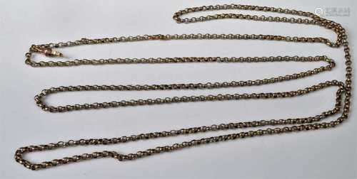 A gilt metal long belcher link guard chain, having 9ct gold ...