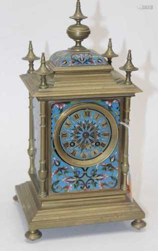 A 19th century brass cased and champleve enamelled mantel cl...