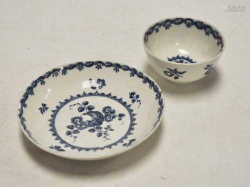 An 18th century Worcester tea bowl and saucer, typically und...