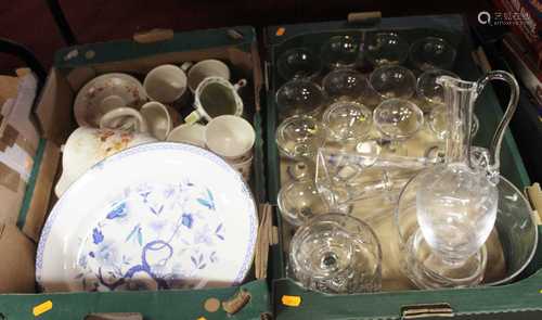 Two boxes of miscellaneous china and glassware, to include B...