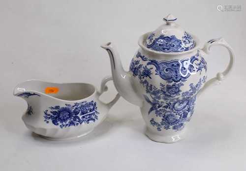 A Ridgeways blue and white transfer decorated tea and dinner...