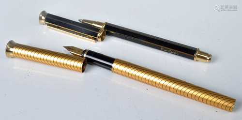 A Pierre Cardin fountain pen; together with matching ballpoi...