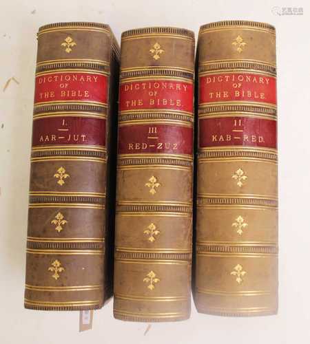 The Dictionary of the Bible in three volumes, full leather b...