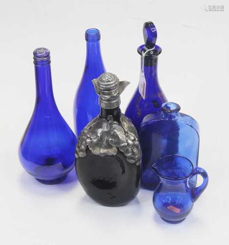 A 19th century Bristol Blue glass decanter and stopper, anno...