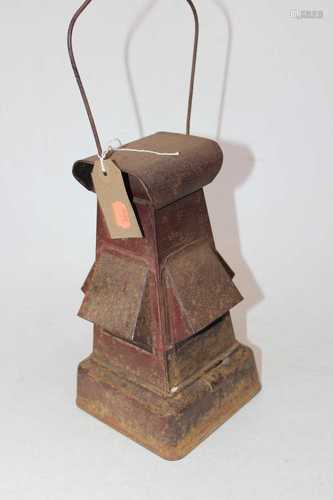 A vintage metal lantern 27cm high