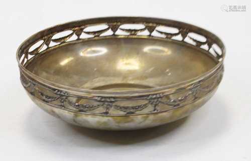 An early 20th century continental white metal bowl, having a...