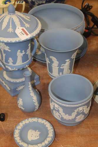 A collection of assorted Wedgwood blue jasper wares, to incl...