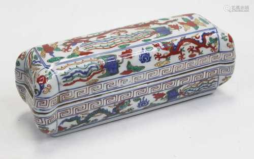 A Chinese export stoneware casket and cover, of rectangular ...