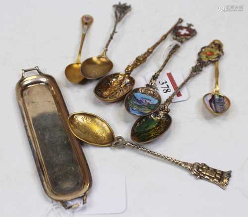 A collection of continental silver and silver-gilt souvenir ...