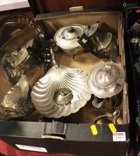 A box of miscellaneous metalware, to include a silver preser...