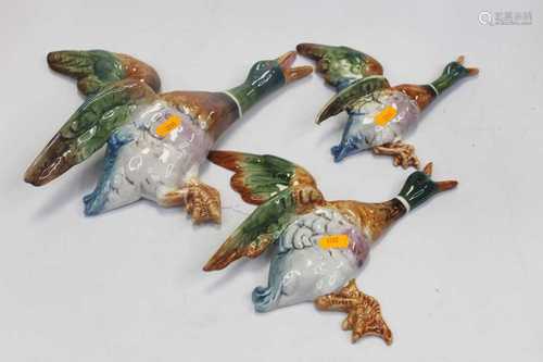 A graduated set of three Czechoslovakian flying duck wall or...