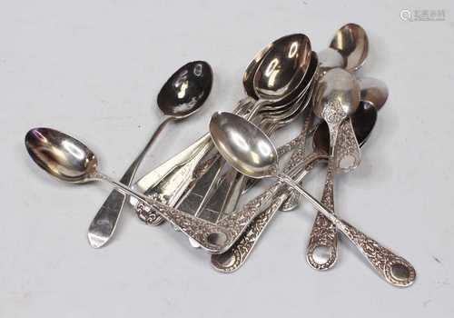 A collection of 19th century and later assorted silver teasp...