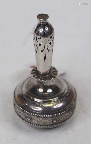 A Victorian silver priest's aspergillum(?), having a pierced...