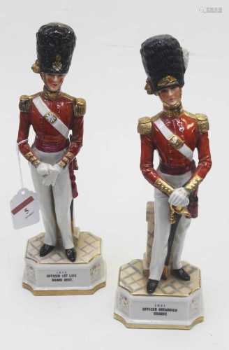 A pair of Continental porcelain figures of soldiers, to incl...