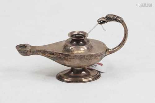 An Edwardian silver Alladin's lamp type table cigar lighter,...