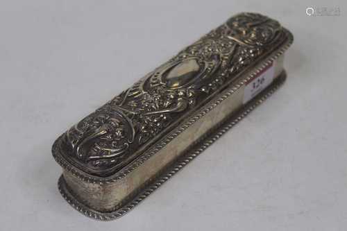 An Edwardian silver pen box, of typical rounded rectangular ...