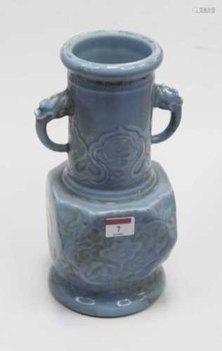 A Chinese export blue glazed stoneware vase, having a cylind...