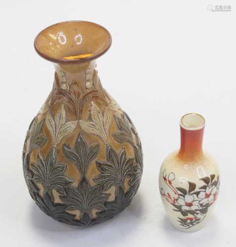 A small Royal Doulton bottle vase, decorated in the Chinese ...