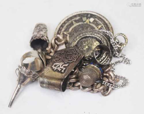 A small collection of silver and white metal items, to inclu...