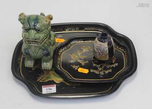 A Worcester Ware Toleware type tray, decorated in the Japane...