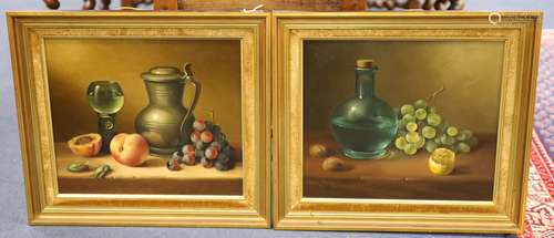 Brian Davies, pair of oils on canvas, Still lifes of fruit a...