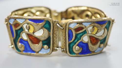 A stylish Norwegian 925s and polychrome enamel bracelet by O...