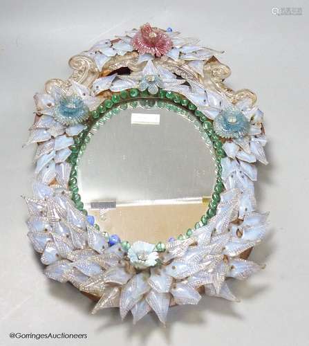 A 19th century Venetian coloured glass mirror, 29 x 48cm.