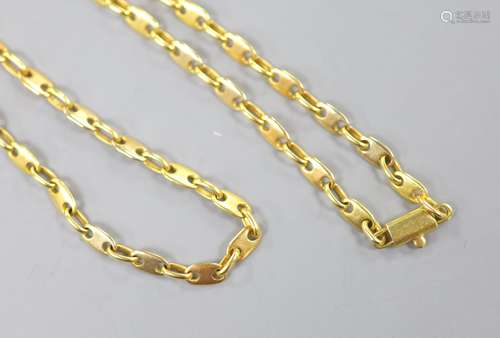 An 18ct (750) yellow gold fancy link neck chain, 22.7g, 60cm...