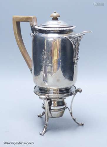 A George III silver biggin pot, on stand with burner, Robert...