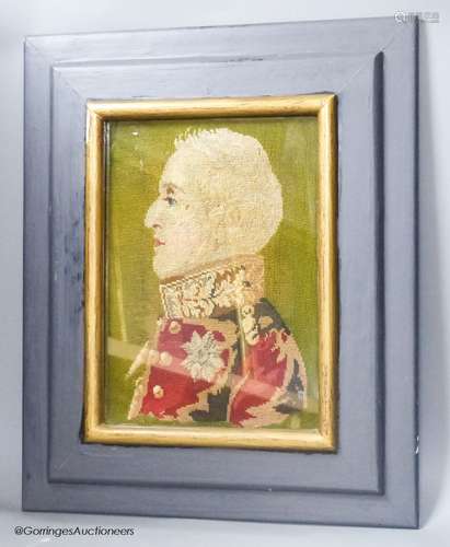 A 19th century petit-point needlework portrait, Duke of Well...