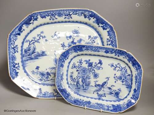 Two 19th century Chinese export blue and white meat dishes, ...