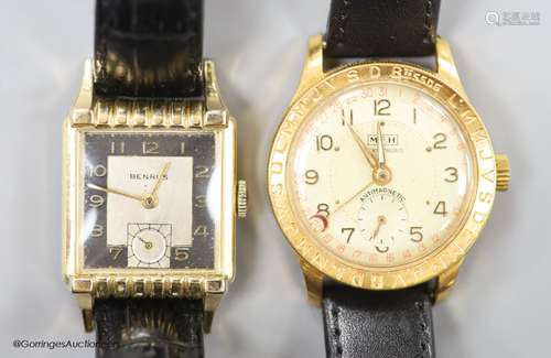 A gentleman's 1930's/1940's stainless steel and gold plated ...