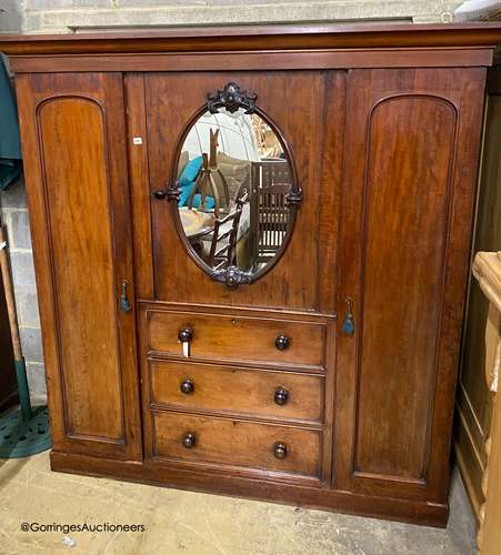 A Victorian mahogany compactum wardrobe, width 187cm depth 4...