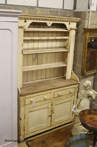 An early 19th century Irish painted pine dresser, width 126c...