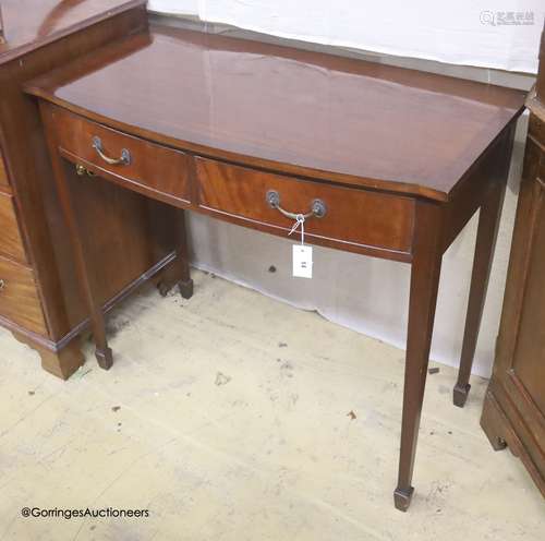 A George III style mahogany bow-fronted side table, width 99...