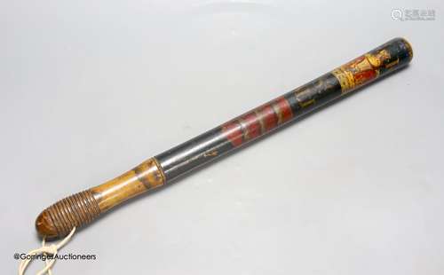 A 19th century painted constabulary truncheon, 50cm